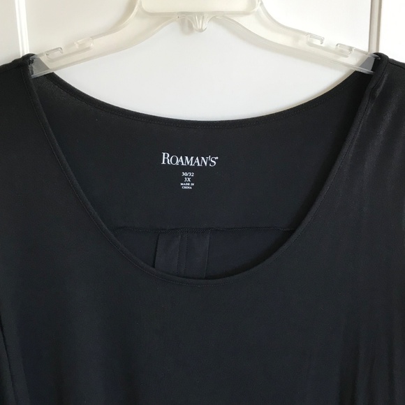 ROAMANS Flare Sleeve Tunic with Cold Shoulder Detail Black Women’s Plus Size 3X - Picture 2 of 16